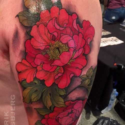 106 tatouage japonais pivoine fleur