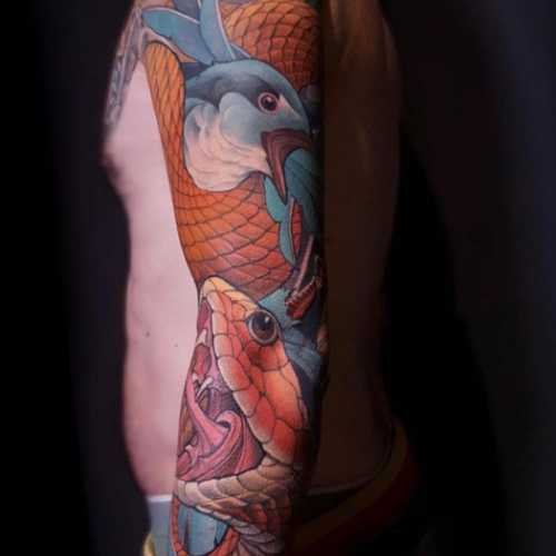 89 tatouage japonais serpent oiseau