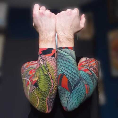 114 tatouage japonais dragon couleur