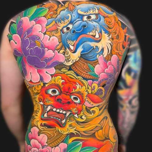 103 tatouage japonais dos foo dog