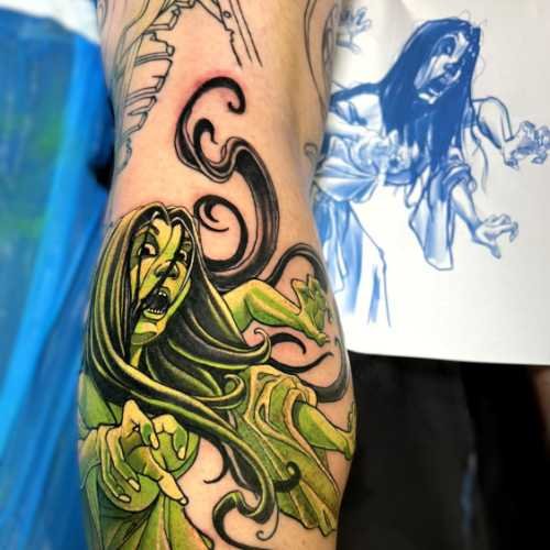 Tatouage japonais vert 2