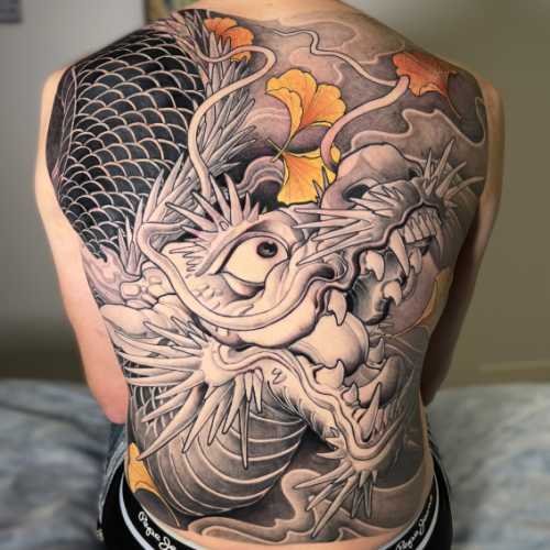60 tatouage japonais dragon dos