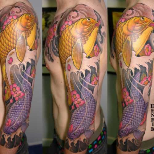 32 tatouage japonais carpe couleur