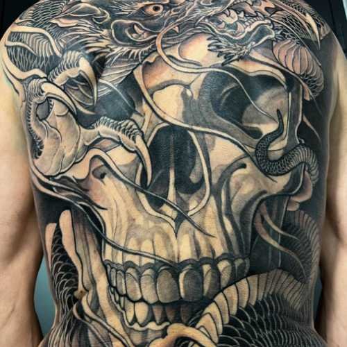 39 tatouage japonais dragon cran dos