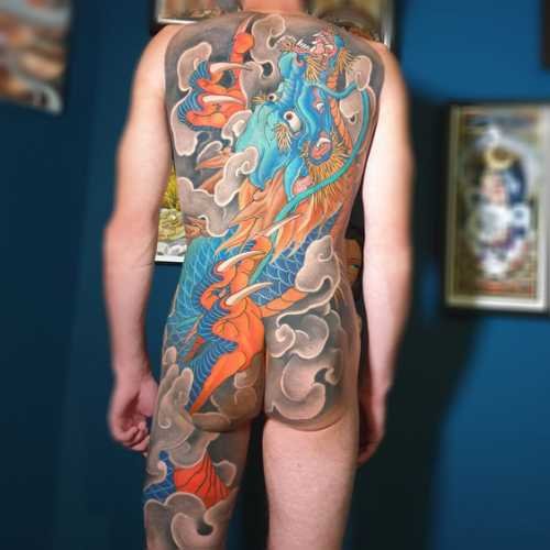 56 tatouage japonais dos dragon
