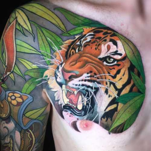 45 tatouage japonais tigre couleur